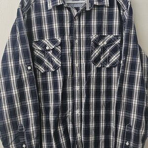 Paper Denim & Cloth Blue and White Plaid Shirt